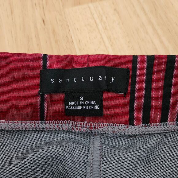 Sanctuary Plaid Pull-On Slim Leg Pant Stretch - Red Multi- Sz S EUC - Picture 3 of 7